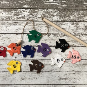 Magnetic Felt Fishing Game Fishing Learning Game Color Learning Game Number Learning Game Preschool Learning Fish Game Fishing Toy