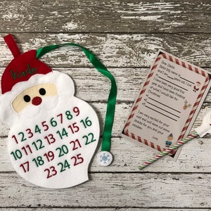 Calendario de cuenta atrás personalizado de Papá Noel con carta a Papá Noel Calendario de Adviento personalizado