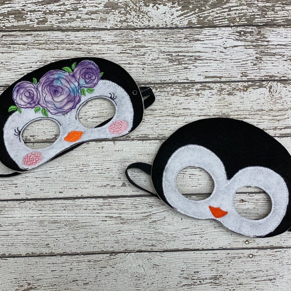 Máscaras de pingüino Disfraz de pingüino Máscara infantil Disfraz de niño Máscara de pingüino de flores Máscara de pingüino de niña Máscara de animal Máscara de Halloween Favor de fiesta de cumpleaños