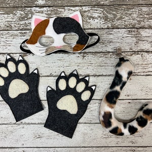 Calico Cat Costume Cat Mask Cat mittens Cat Tail Kitten Mask Kitten Costume Kitty tail Calico cat Halloween Costume Cat Halloween mask