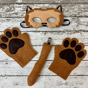 Yorkie Dog Costume Yorkie Mask Dog Mask Dog Tail Dog Mitts Halloween Costume  Puppy Paws Dog Birthday Party Favor Puppy Clip on Tail