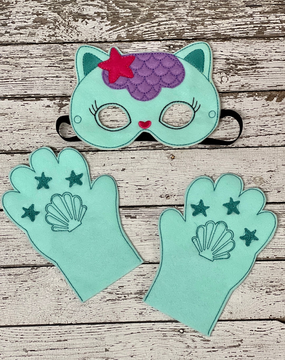Mermaid Cat Animal Mask Mermaid Cat Costume Mermaid Kitty Mask Cat Mitts Halloween Costume
