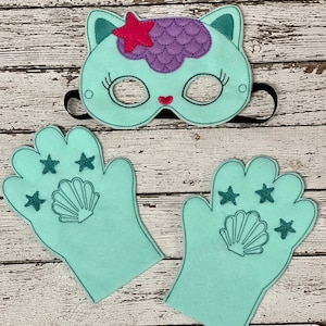 Mermaid Cat Animal Mask Mermaid Cat Costume Mermaid Kitty Mask Cat Mitts Halloween Costume Halloween Mask Mermaid Cat Birthday Favor