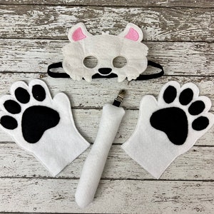 Westie Dog Costume Westie Mask Dog Mask Dog Tail Dog Mitts Halloween Costume  Puppy Paws Dog Birthday Party Favor Puppy Clip on Tail