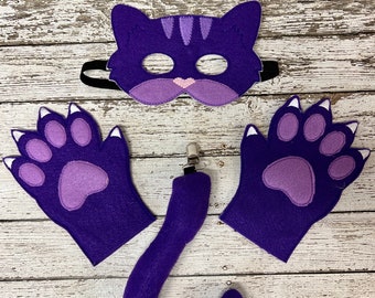 Whimsical Purple Cat Costume Set - Halloween Dress-Up Play Set