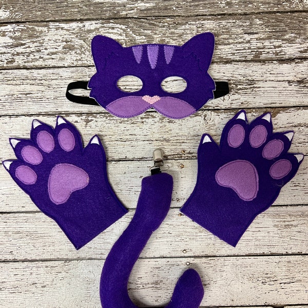 Whimsical Purple Cat Costume Set - Halloween Dress-Up Play Set