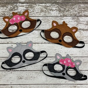 Embroidered Felt Raccoon Mask - Halloween Animal Costume Accessory