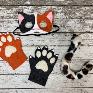 Calico Cat Costume Cat Mask Cat mittens Cat Tail Kitten Mask Kitten Costume Kitty tail Calico cat Halloween Costume Cat Halloween mask