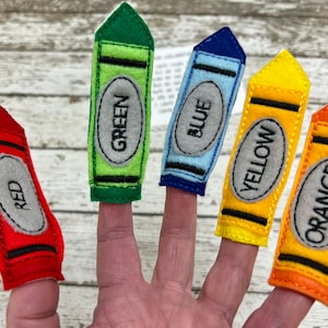 Crayons Finger Puppet Set Felt Finger Puppets For Kids Handmade Finger Puppets for Pre School Classroom Storytelling Unique Teacher Gift