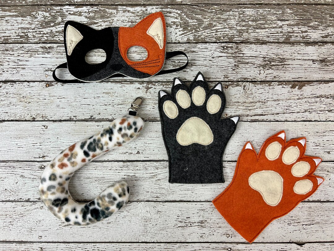 Calico Cat Costume Cat Mask Cat Mittens Cat Tail Kitten Mask Etsy