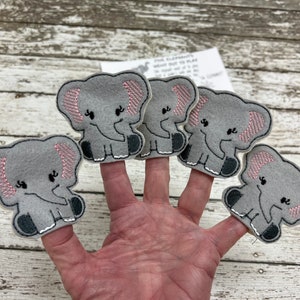 Elephant Finger Puppet Set Felt Finger Puppets For Kids Handmade Finger Puppets for Pre School Classroom Storytelling Unique Teacher Gift