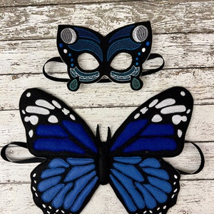 Blue Butterfly Mask Blue Butterfly Wings Butterfly Costume Blue Butterfly Mask Blue Butterfly Costume Butterfly Halloween Costume Wings