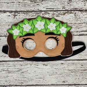Hawaiian Girl Mask, Hawaiian Girl Costume Hawaiian Princess Mask Hawaiian Princess Costume Luau Party Favor Luau Party Costume Hawaii Mask