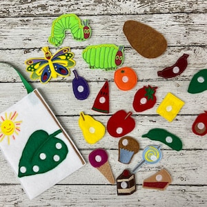 Hungry Caterpillar Felt Finger Puppets Caterpillar Finger Puppet Butterfly Finger Puppet Food Finger Puppet Storytime Puppet Preschool