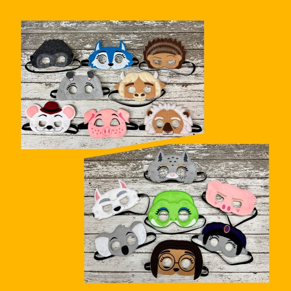 Singing Animal Masks for Kids: Gorilla, Porcupine, Lynx, Koala, Elephant, Pig, Lion, Yak-Unique Handcrafted Eco-Friendly Felt Animal Costume