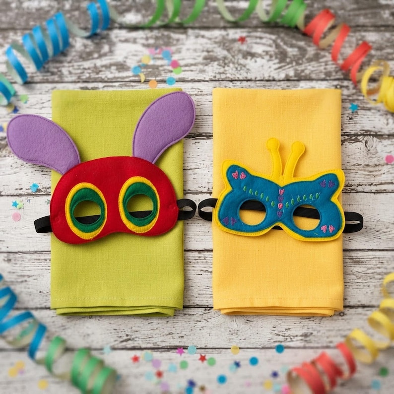 Hungry Caterpillar Felt Mask: Storybook Costume Prop shown in an AI-generated listing photo