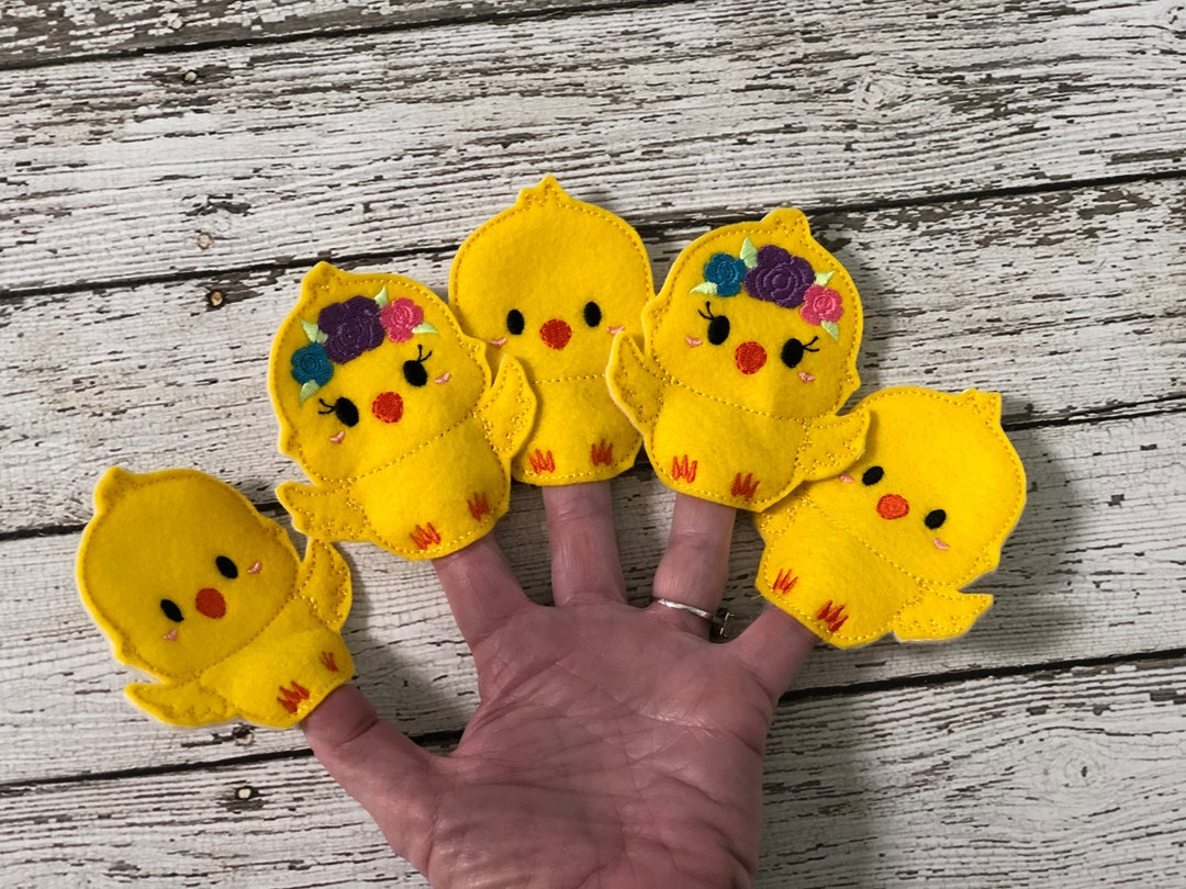 5 Little Chicks Finger Puppets Felt Finger Puppets for Kids Finger