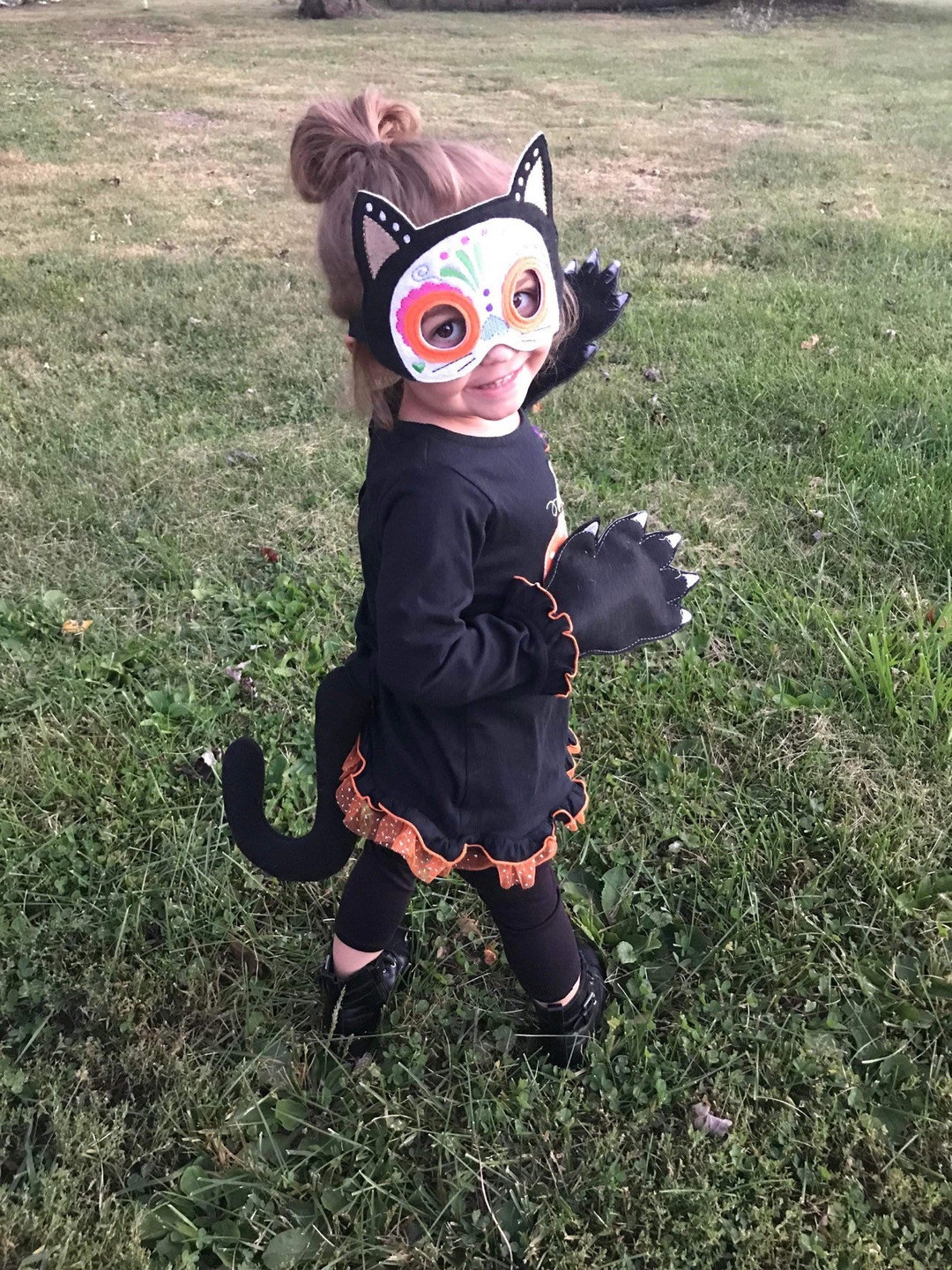 Sugar Skull Cat Costume Halloween Sugar Skull Cat Mask Day of the Dead