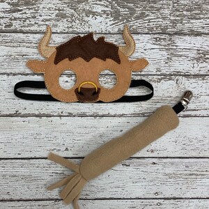 Bull Riding Mask Handcrafted Bull Mask and Tail Set - Ideal for Imagination Play and ...