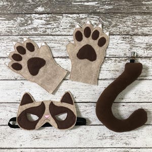 Cat Costume Tail, Felt Mask And Mittens Set, For Children