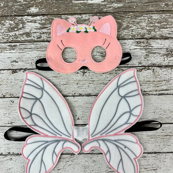 Cat Fairy Mask Fairy Wings Kitten Fairy Costume Kittie Fairy Mask Kitten Fairy Costume Cat Fairy Halloween Costume Fairy Dress up Cat Mask