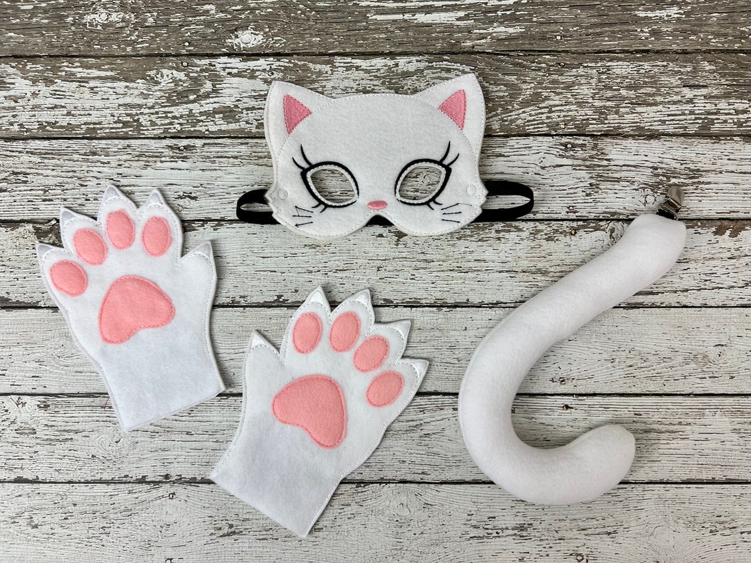 White Cat Costume Halloween White Cat Mask Halloween Cat Mask Etsy