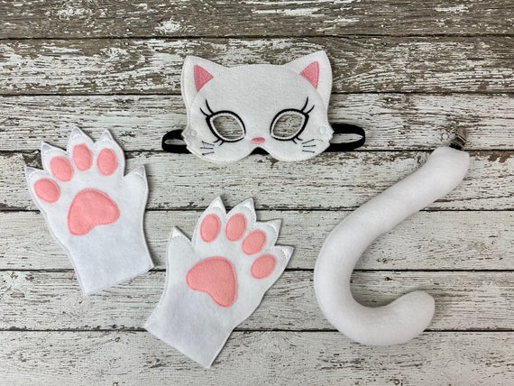 White Cat Costume Halloween White Cat Mask Halloween Cat Mask White Cat  Tail White Cat Mittens White Halloween Cat Costume Cat Party Favor -   Denmark