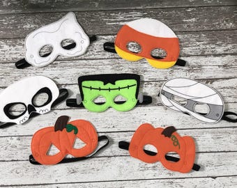 Halloween Mask, Embroidered Felt Child Costume with Elastic Band