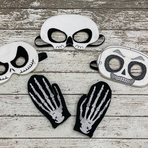 Skeleton Costume Skeleton Mask Skeleton Mittens  Skull Costume Skull Mask Skull Mitts Skull Halloween Costume Skeleton Gloves Skull Gloves