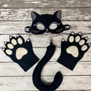 Black Cat Costume for Halloween with Mask, Mitts & Tail - Fun Imaginative Play Animal Outfit