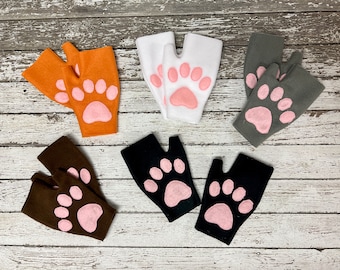 Whimsical Fingerless Animal Mittens - Cat and Dog Costume Mittens
