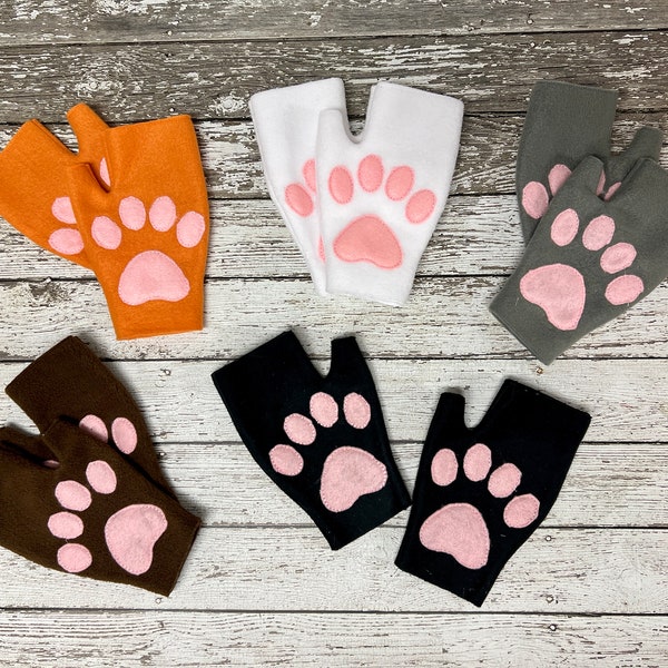 Whimsical Fingerless Animal Mittens - Cat and Dog Costume Mittens
