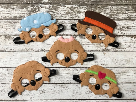 Bear Family Felt Children's Masks: Embroidered Storybook Costume Masks