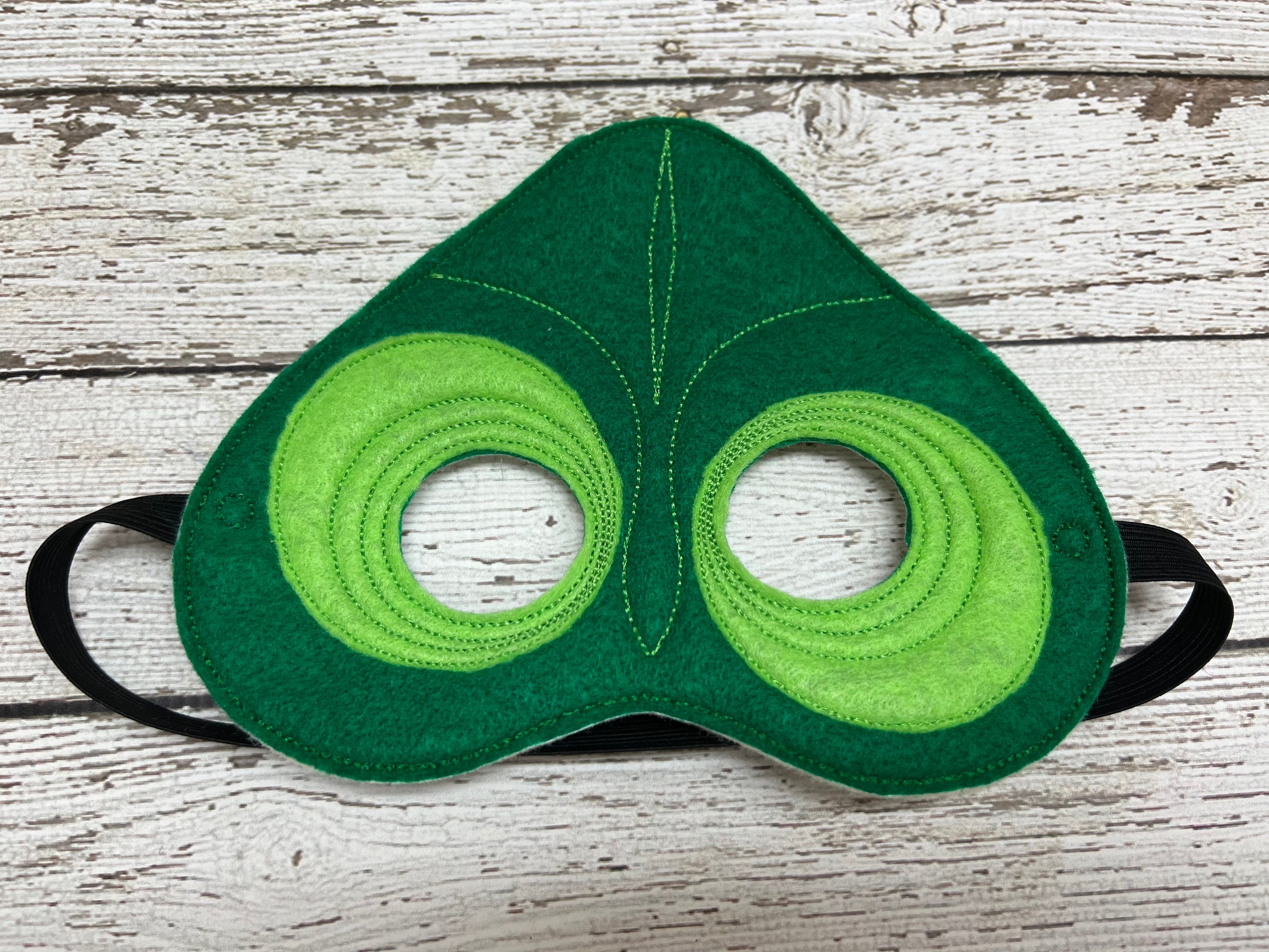 刺繍入りフェルト製カメレオンマスク：子供用ハロウィンコスチューム