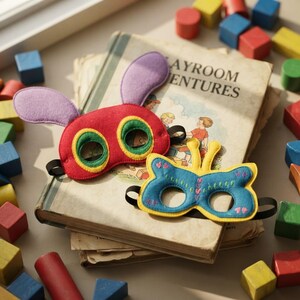 Hungry Caterpillar Felt Mask: Storybook Costume Prop shown in an AI-generated listing photo