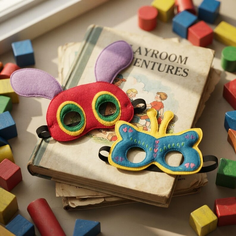 Hungry Caterpillar Felt Mask: Storybook Costume Prop shown in an AI-generated listing photo