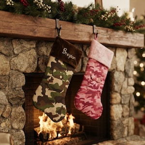 Camo Stocking, 19-Inch Personalized Christmas Decor with Front Pocket