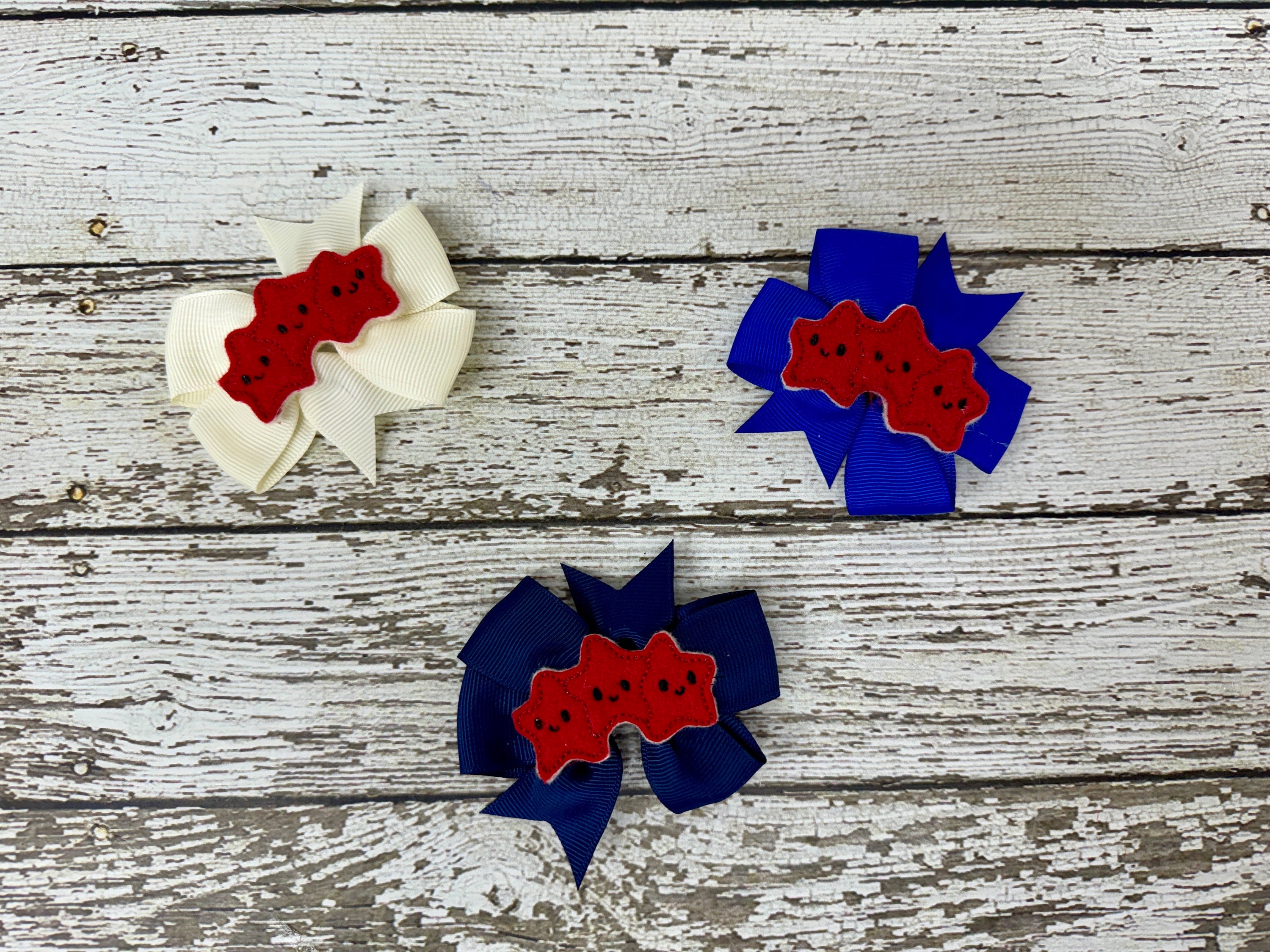 Patriotic Stars Hair Bow: July 4th Red, White, Blue  display picture 2
