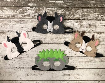 Animal Felt Mask, 3 Billy Goats Gruff Embroidered Story Prop for Children