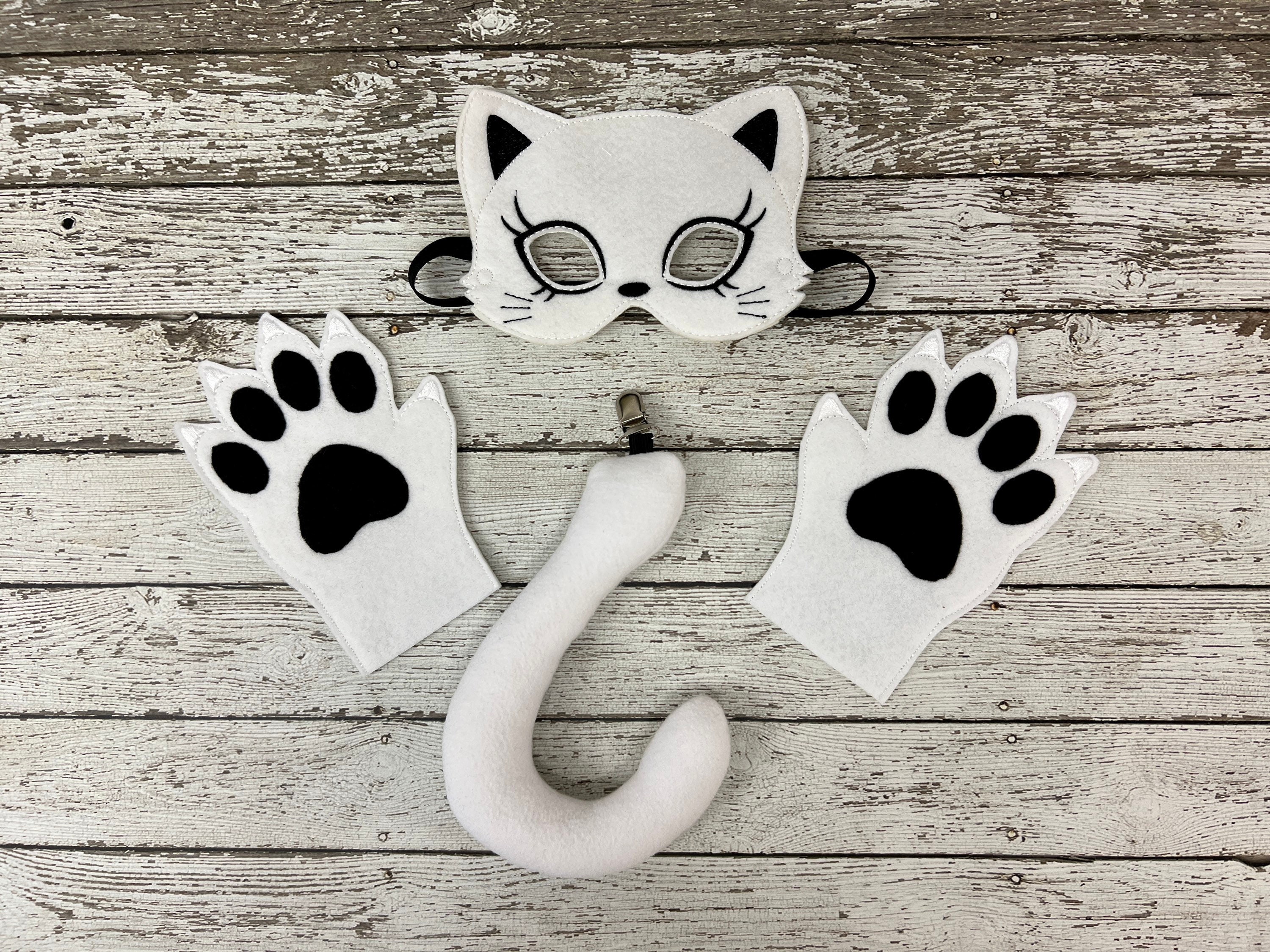 Felt Cat Costume: Handmade Mask, Mittens Tail Halloween Party