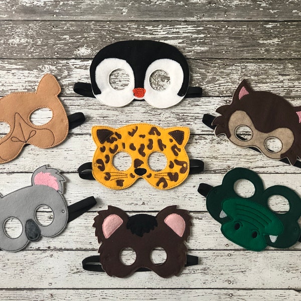 Zoo Animal Masks Kids Masks Kids Costumes Koala Mask Bear Mask Cheetah Mask Leopard Mask  Penguin Mask Crocodile Mask Camel Mask Wolf Mask