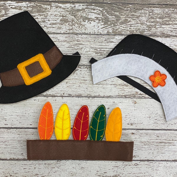 Pilgrim Hat Indian Headband Girl Pilgrim Hat Boy Pilgrim Hat Indian Feather Headband Thanksgiving Costume Thanksgiving Play Headpieces