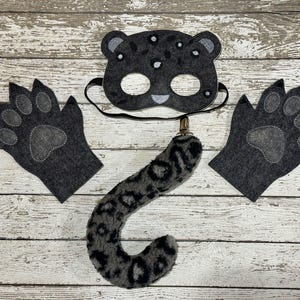 Conjunto de fantasia de leopardo preto feito à mão - Kit de fantasias de animais de festa/Halloween