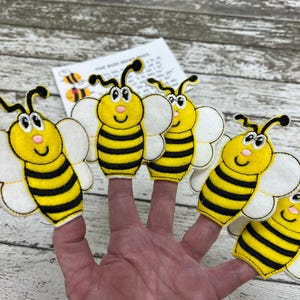 Costume Mask Bee Finger Puppet, Recycled Felt With Embroidered Details