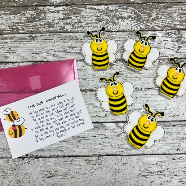 Bees Finger Puppet Set Felt Finger Puppets For Kids Handmade Finger Puppets for Pre School Classroom Storytelling Unique Teacher Gift