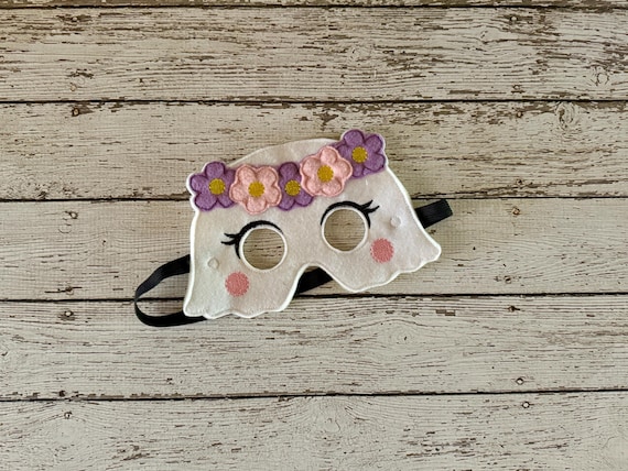 Enchanting Girly Ghost Mask with Flowers - Pretty Halloween Costume Accessory