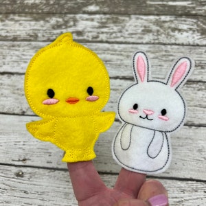 Easter Finger Puppets Chick Finger Puppet Bunny Finger Puppet Rabbit Finger Puppet Storytime Prop Easter StoryTime Prop Easter Basket Filler