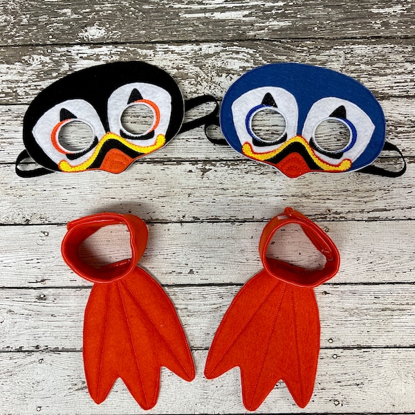 Felt Puffin Costume: Puffin Mask & Feet Shoe Covers - Sea Bird/Arctic/Sea Parrot Mask - Perfect for Parties, Plays and Halloween