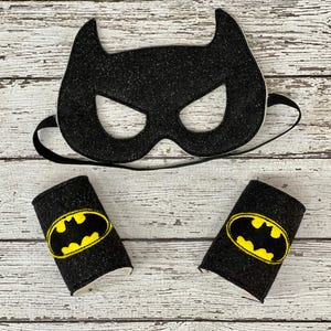 Halloween Headband, Black Sparkle Felt Bat with Matching Cuffs for Children