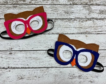 Vilten uilenmasker met bril: geeky kostuummasker